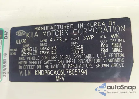 2020 Kia Sportage S from USA, damaged, VIN KNDP6CAC6L7805794